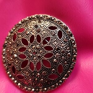 Vintage Silvertone Marcasite Brooch